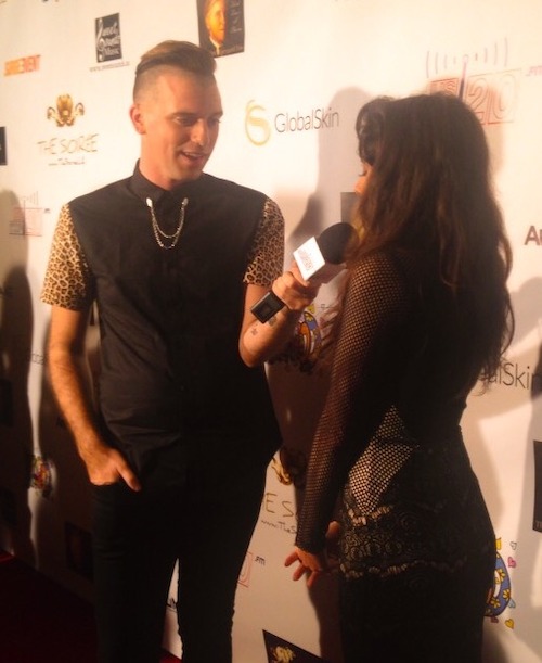 Sara Castro being interviewed.
