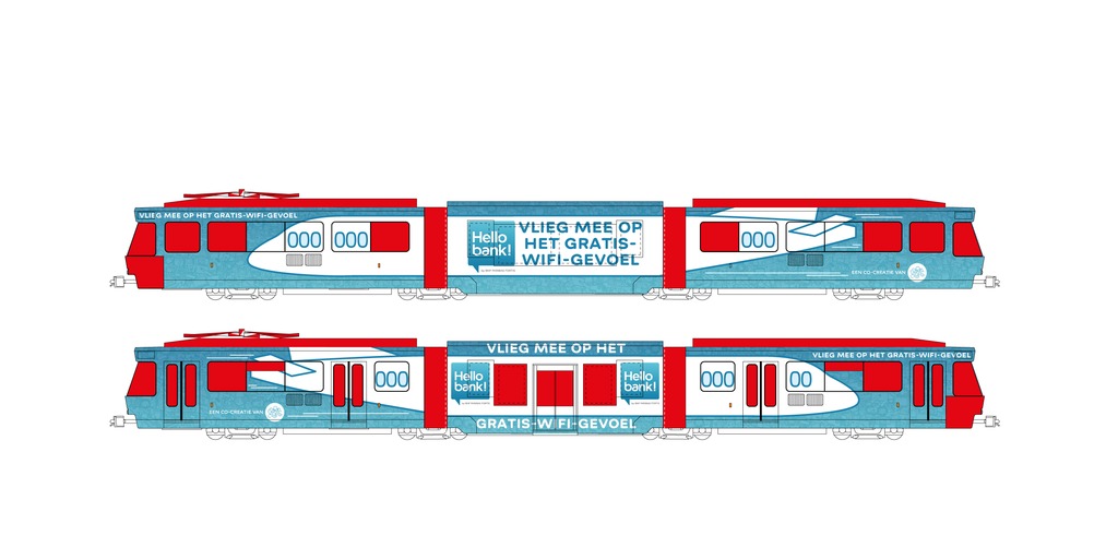 De Kusttram met wifi omgebouwd tot vliegtuig. Idee: Urban Crafts
