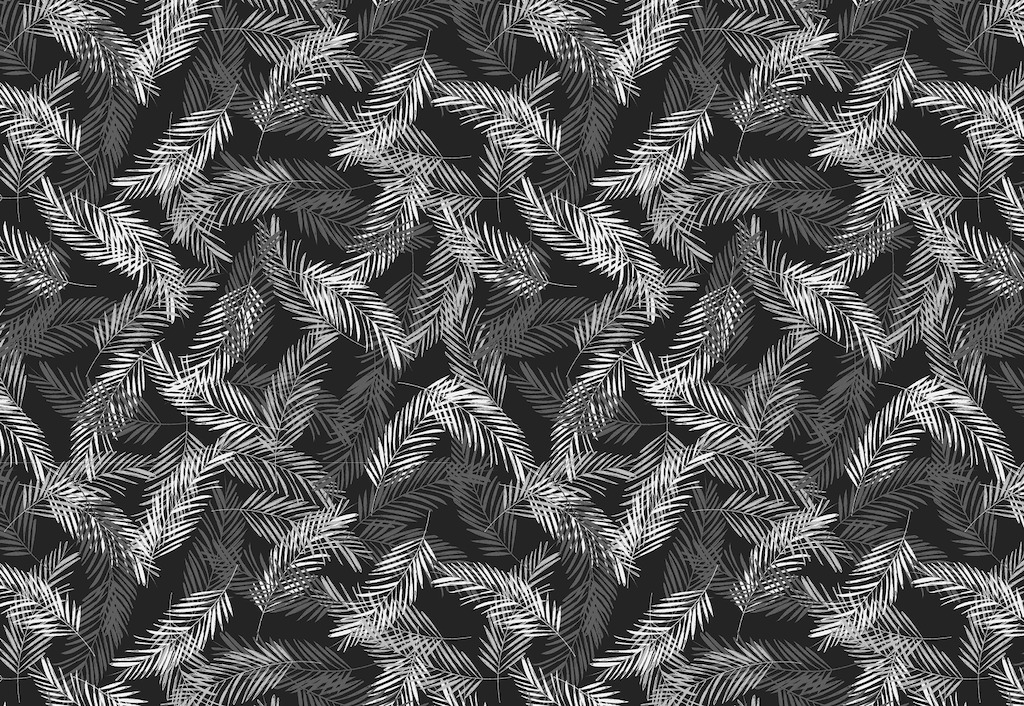 Grey Areca Palm Leaves Wallpaper Mural