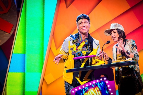Gala van de Gouden K's 2014 - Slongs Dievanongs- en een hip-hopversie van Showbizz Bart reiken de Gouden K uit voor song van het jaar (Let iit Go) - (c) VRT-Frederik Beyens
