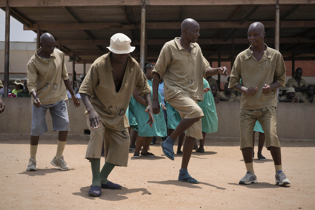 World Mental Heath Day Commemorations in Harare, Zimbabwe. Mental health patients from Chikurubi Prison in Harare, Zimbabwe, perform testimonies with spoken word poetry, dancing and theatre performances. The events marked Harare’s World Mental Health Day. Rachel Corner/De Beeldunie