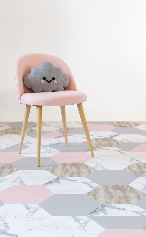 Rosa | Marble and Wood Tile Vinyl Flooring