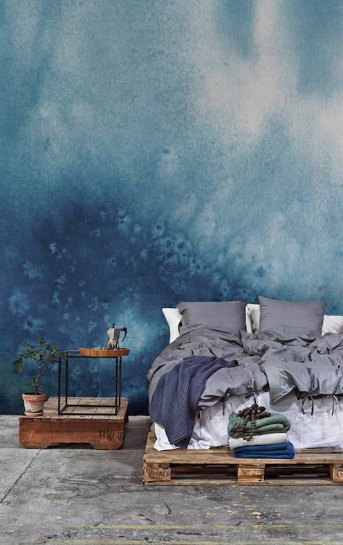 Blue Abstract Watercolour Paint Wallpaper