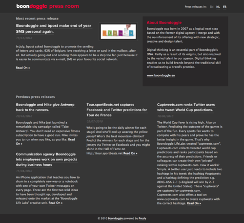 Branded press room from advertising agency Boondoggle