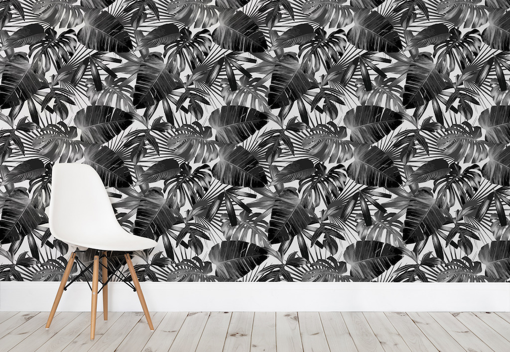 Pencil Drawn Leaves Wallpaper Mural