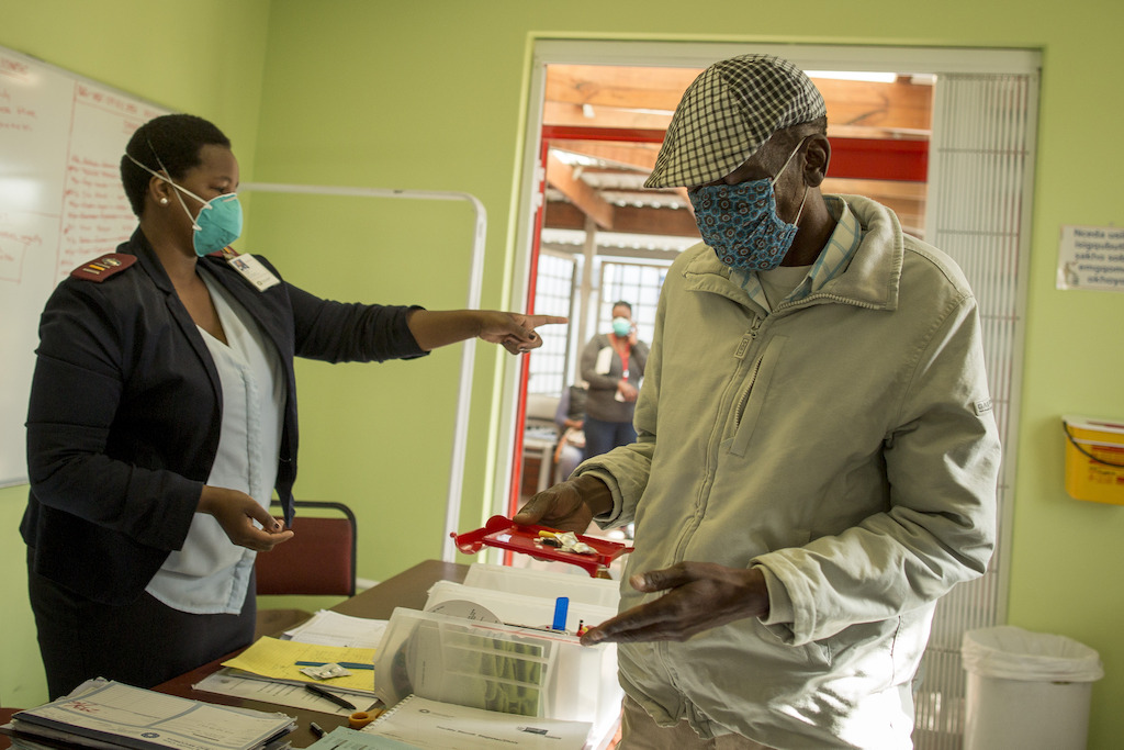Simphiwe visits his local clinic in Kuyasa, Khayelitsha, every weekday to receive his daily clofazimine injection and collect his treatment. Photographer: Sydelle WIllow Smith