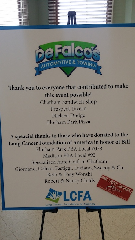 A sign thanking donors to the event.