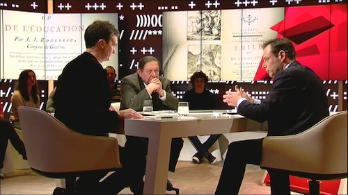 Lieven Van Gils, Etienne Vermeersch en Bart De Wever in Reyers laat op 6 februari 2013 - (c) VRT