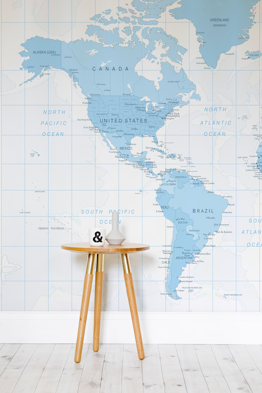 Blue & White Detailed Map Wallpaper Mural