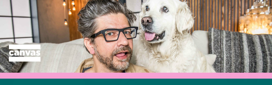 Wim Helsen, een gast, een hond en een tekst
