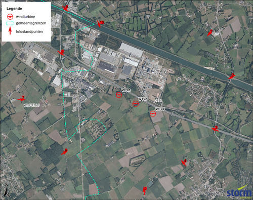 Storm-windpark Geel: fotostandpunten visualisaties