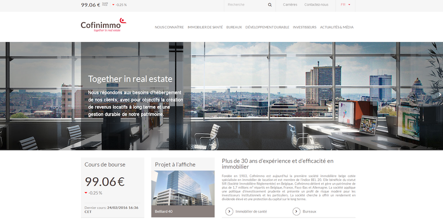 Voice mixt inhoud en design voor de nieuwe website van Cofinimmo