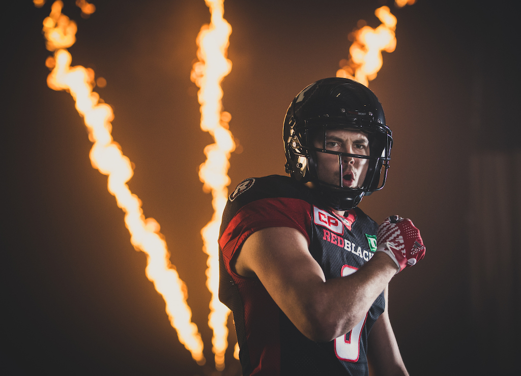 Antoine Pruneau at the TSN/adidas content shoot. Photo credit: Johany Jutras/CFL