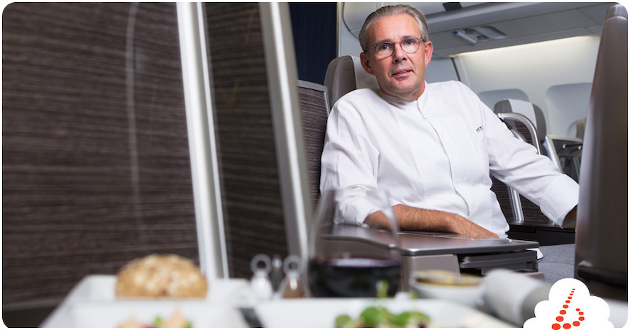 Peter Goossens (Hof van Cleve***) creates meals for Brussels Airlines