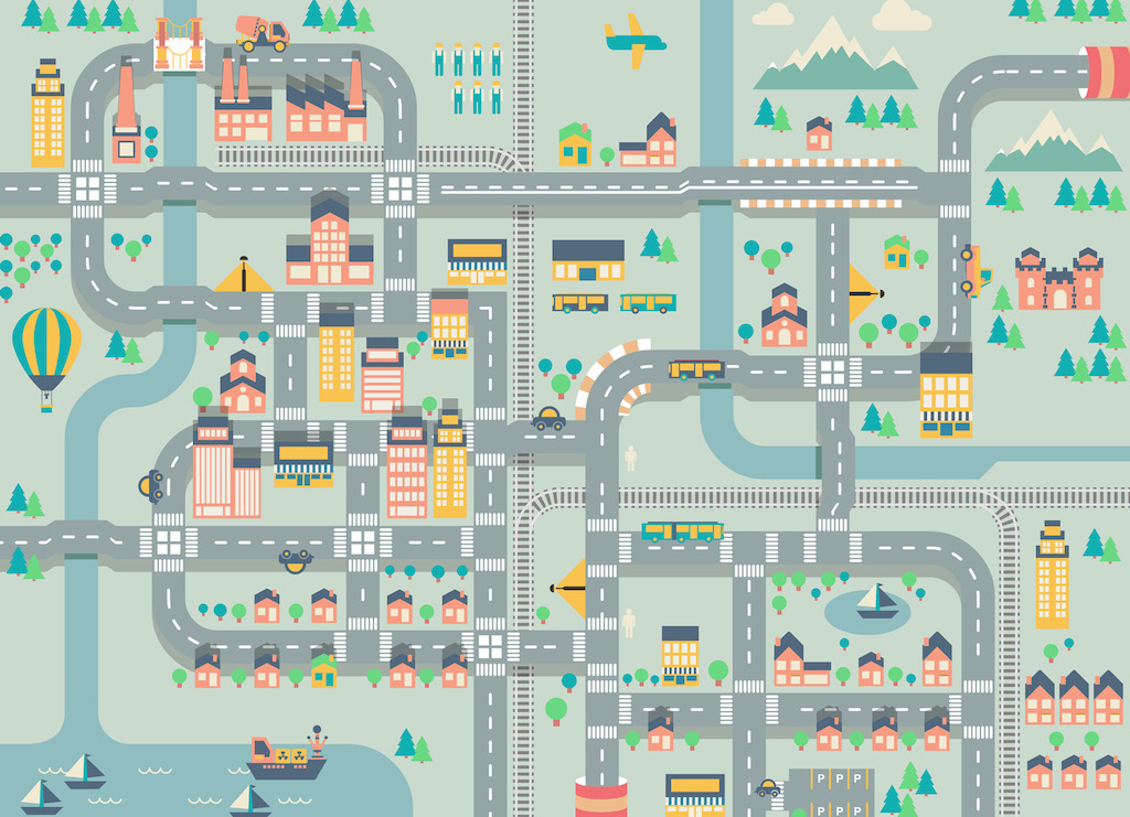 City Life | Cute Kids Town Map Flooring