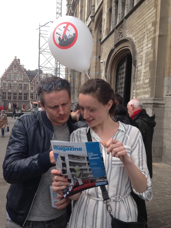 Actiedag op 9 april 2016 op de Korenmarkt in Gent © Handicap International