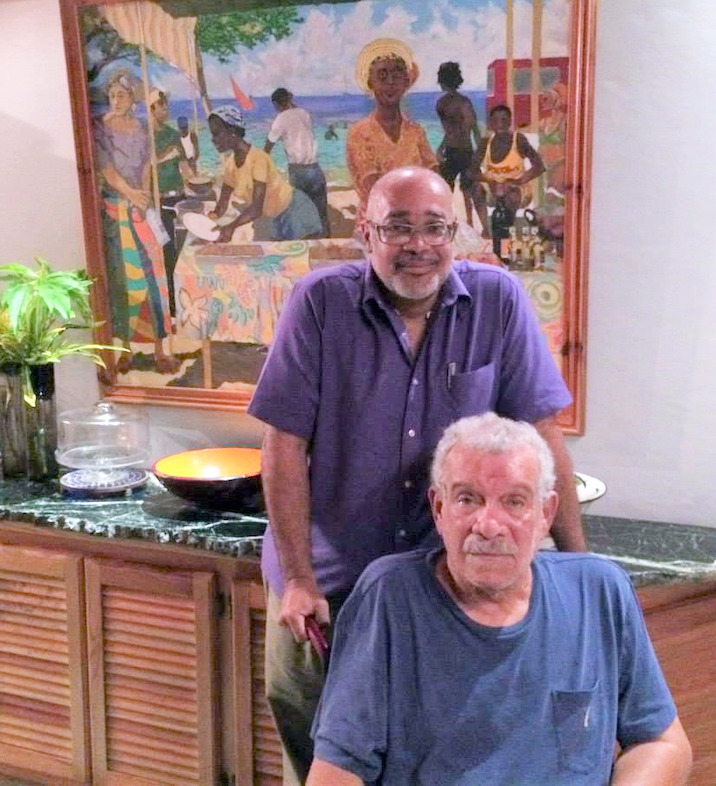 OECS Director General, Dr. Didacus Jules, with friend, Sir Derek Walcott, at his home in St. Lucia.