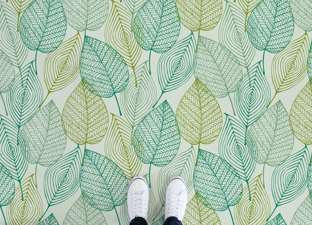 Leaf | <br/>Illustrated Leaves Vinyl Flooring
