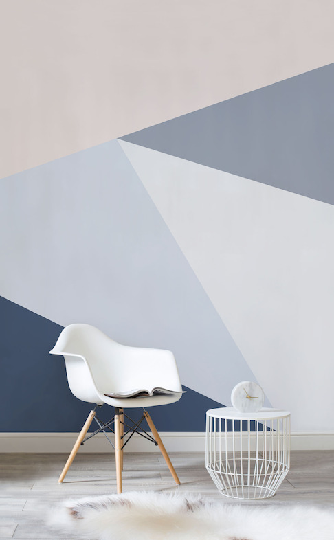 Blue Oversized Geometric Wall Mural