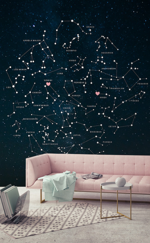 Valentines Constellations Mural - Styled