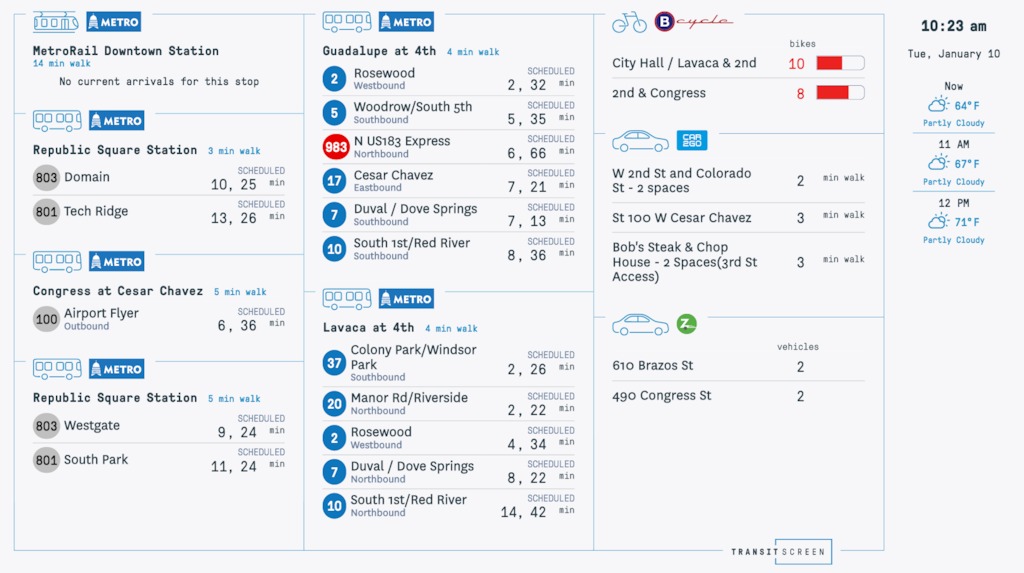 TransitScreen soluciones en Austin