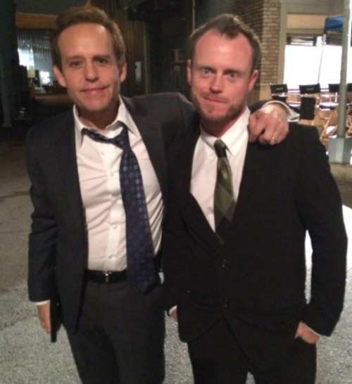 Eyster and Peter MacNicol on the set of CSI: Cyber.