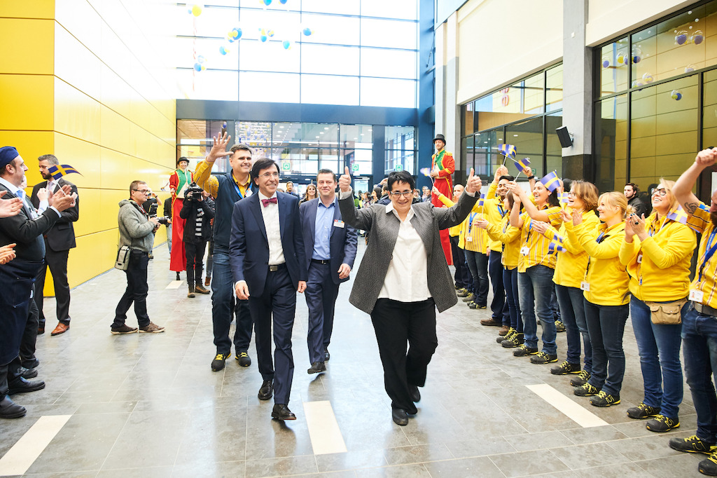 Petr Pokorny winkeldirecteur van IKEA Mons<br/>Minister van Staat en Burgemeester van Mons Elio Di Rupo<br/>Property Manager IKEA België Koenraad Van Nieuwenburg <br/>CEO IKEA België Catherine Bendayan <br/>© David Plas