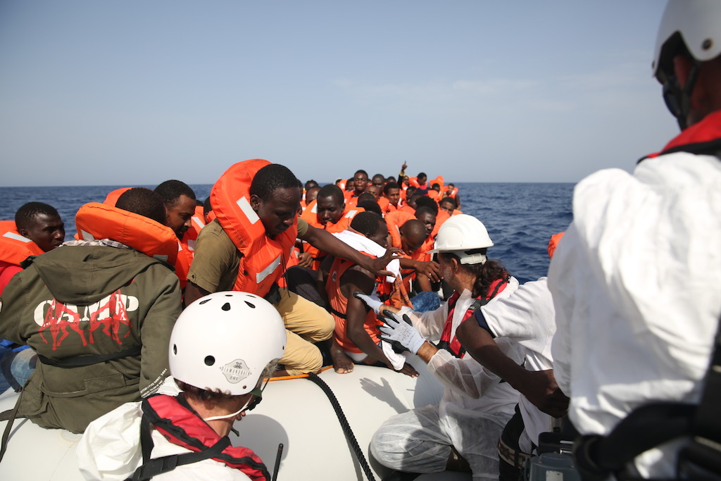 MSF’s three boats (Aquarius, Bourbon Argos and Dignity I) have rescued over 17,000 people this year and about 333,000 people in total have arrived by sea to Europe. Each and every one of these people has a face and a story of hardship: some are fleeing war, others face different kinds of discrimination, violence and persecution, or a scarcity of resources. Their journey of suffering begins in countries that range from as far as Pakistan, where conflict has become chronic, to places in the heart of Sub-Saharan Africa such as Nigeria, Eritrea or Somalia, and a Middle East ravaged by years of tension and instability. Photographer: Mohammad Ghannam