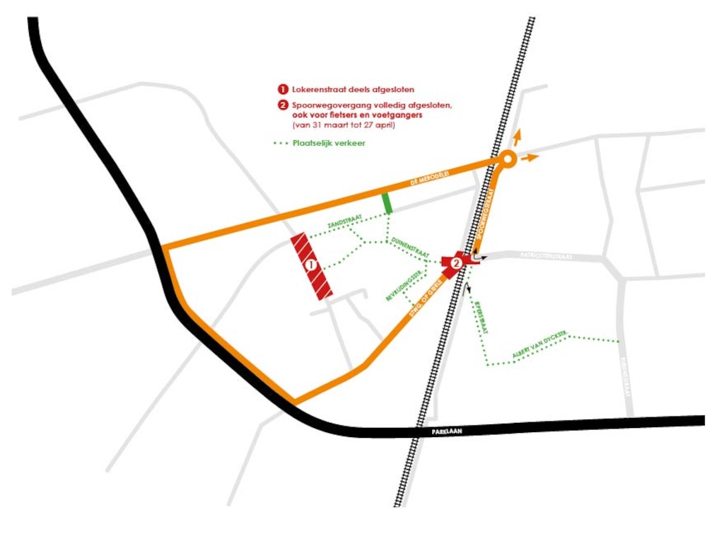 verkeersomlegging tijdens de herstellingswerken