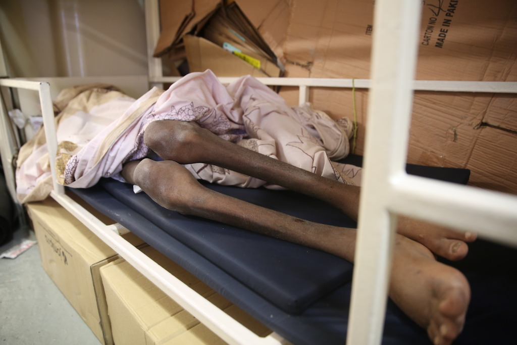 A visibly malnourished man from Somalia who was rescued by the Dignity I in early October rests inside the boat. <br/><br/>The most intense moments for this MSF ship were at the beginning and at the end of the month. October turned out to be the most appalling month of the year, partially because of the deteriorating weather conditions with the onset of winter, bringing gales and big waves. More than 4,200 people have died or gone missing so far in 2016 in the waters of the Mediterranean Sea. This is a record since statistics began to be registered, and there are still two months to go till the end of the year. Photographer: Mohammad Ghannam