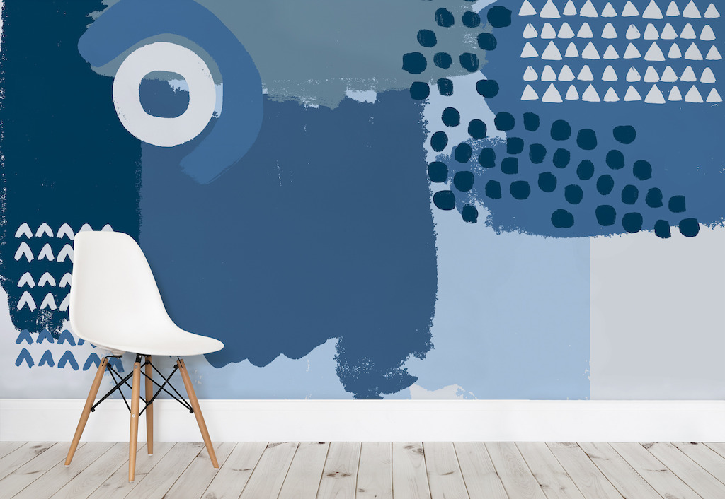 Blue Abstract Painting Wall Mural