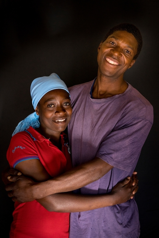 Portrait of Ngonidzashe (28) and her husband Hastings. They are a HIV positive couple supporting each other through ARV treatment, they also have 3 healthy children. <br/><br/>In February, Ngonidzashe was tested for VIAC and nurses found lesions that were more than 75% of the cervix. Living in a poor village near Gutu, they could not afford to go to Harare, the capital, to proceed to any treatment. They finally had the opportunity, thanks to Medecins Sans Frontieres (MSF), to proceed to LEEP (Loop Electrosurgical Excision Procedure). During the procedure, they removed abnormal cervical tissue using a low-voltage electrified wire loop. She has to check in 4 months if the lesions have disappeared. Photographer: Melanie Wenger/COSMOS