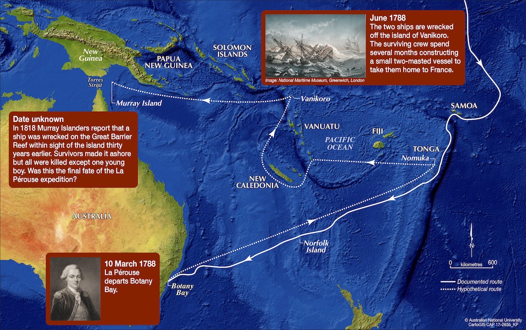 Map of the proposed final fate of La Pérouse. Image: ANU.