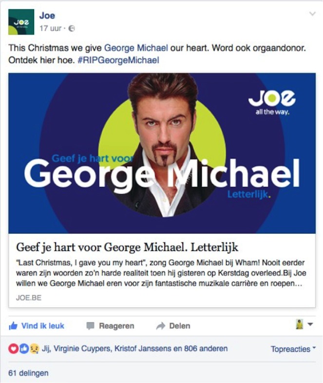 Facebookpost JOE