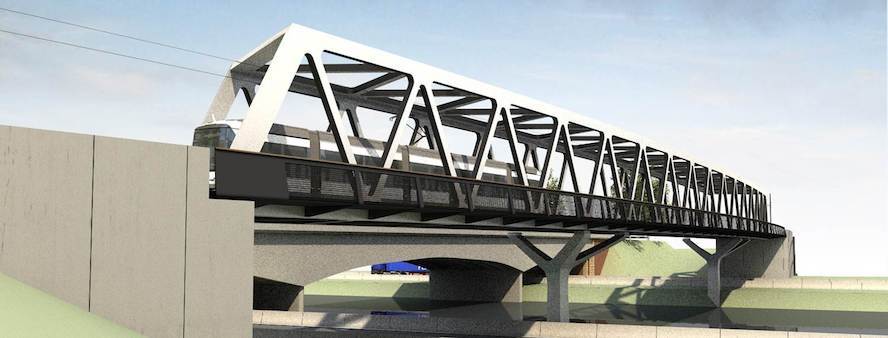 Trambrug wordt geplaatst over R4 en Ringvaart
