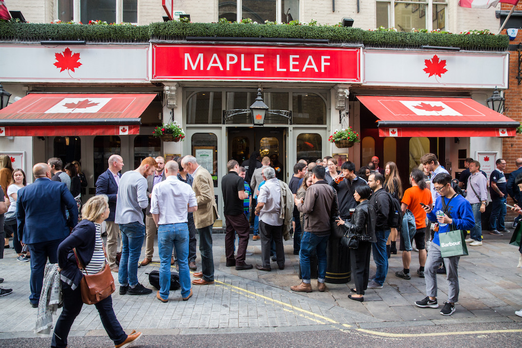 Maple Leaf Sports Bar and Grill in central London. Photo Credit: Jim Ross/CFL