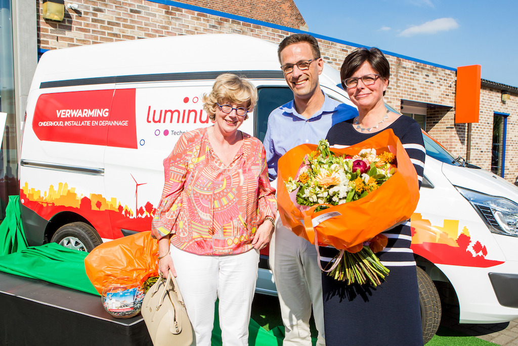 Veerle Heeren, bourgmestre de Saint-Trond<br/>Grégoire Dallemagne, CEO d'EDF Luminus<br/>Nicole Stassen, Directrice générale de Leenen Luminus