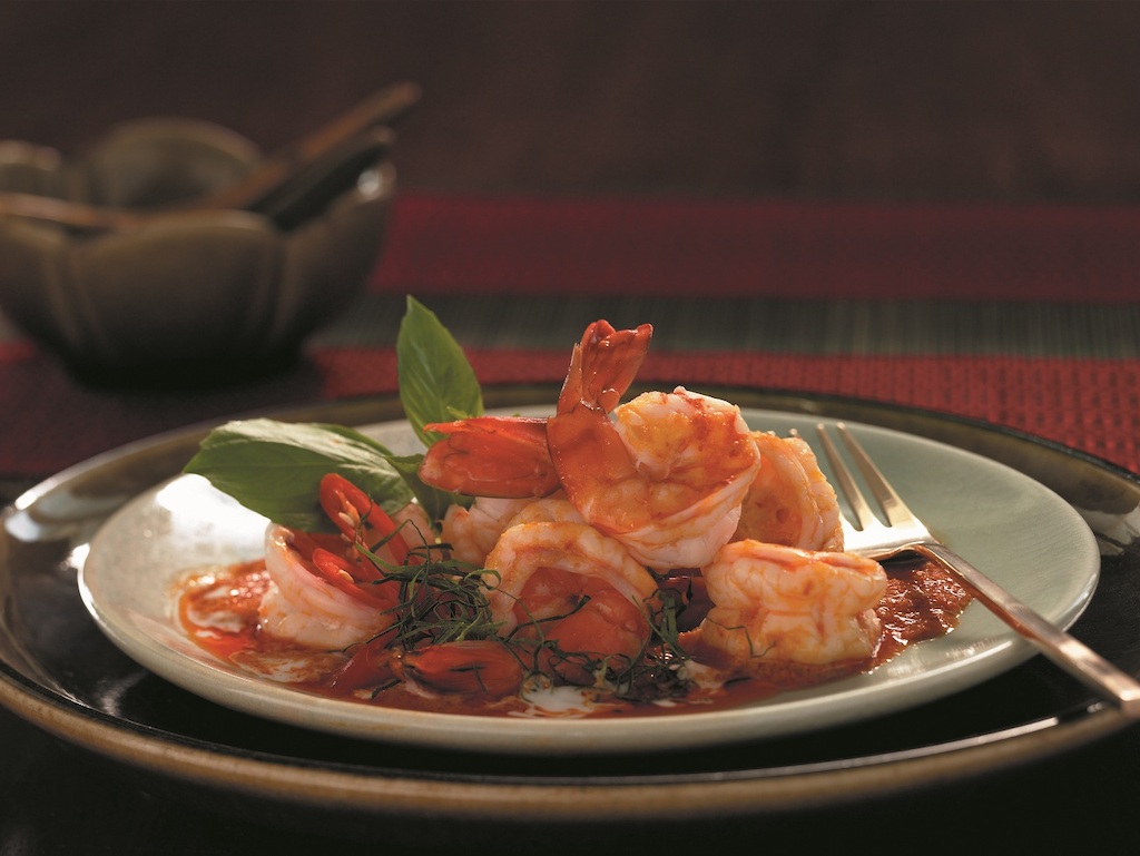 Scampi's in rode curry