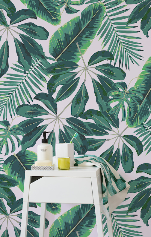 Mixed Tropical Leaves Wallpaper