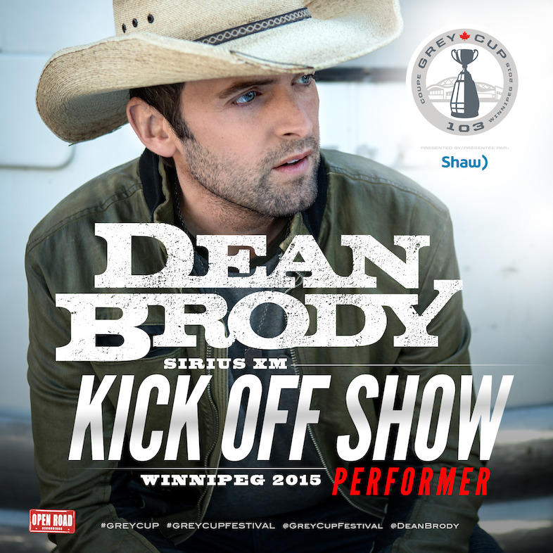Dean Brody foulera la scène dans le cadre du spectacle d’avant-match SiriusXM.