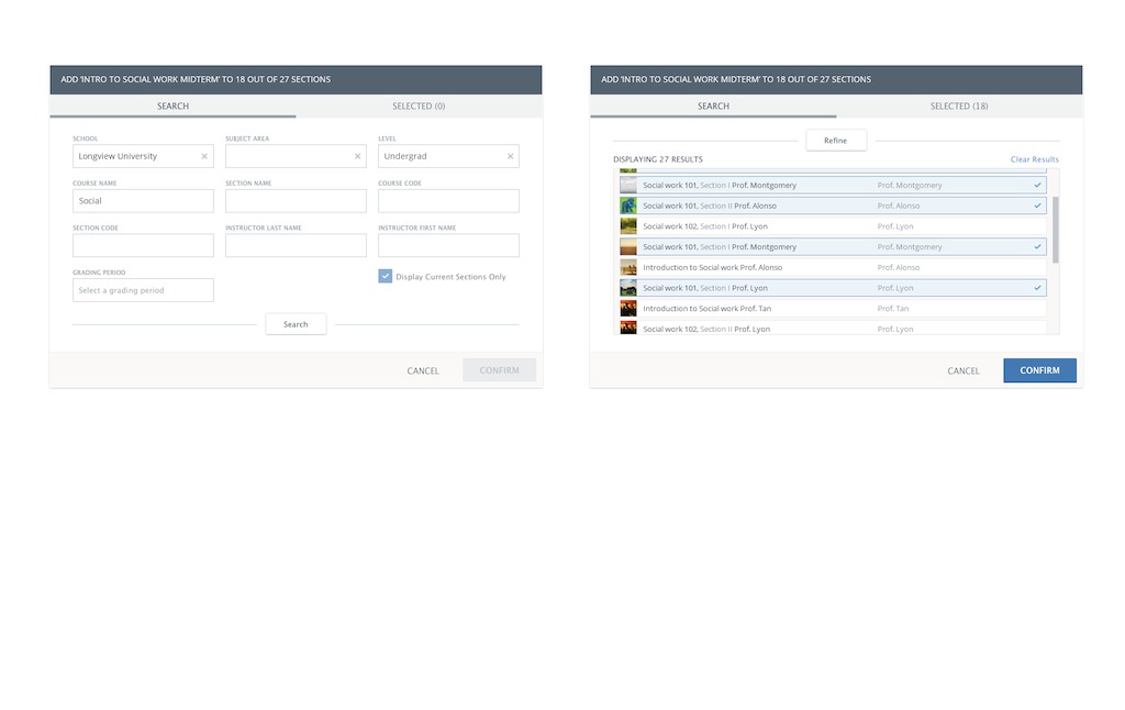 Easily add assessments to sections using the Schoology Assessment Management Platform.