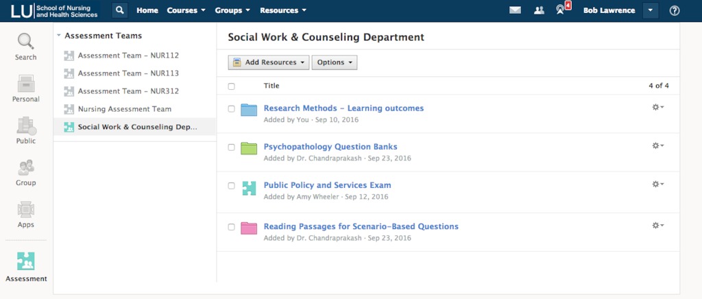 Assign assessment items to teams.
