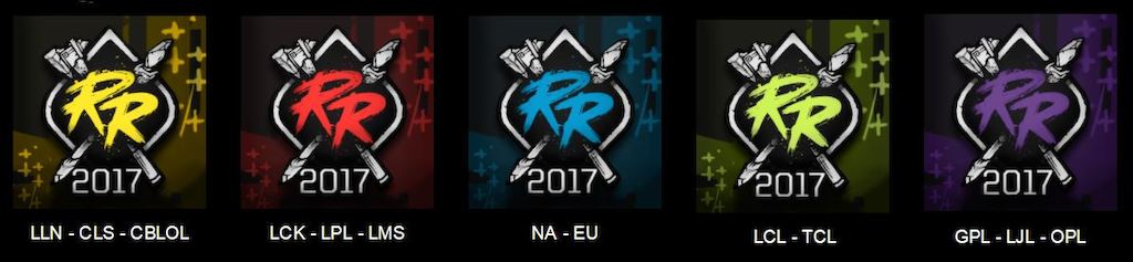 Iconos para apoyar a las diferentes regiones de Rift Rivals.