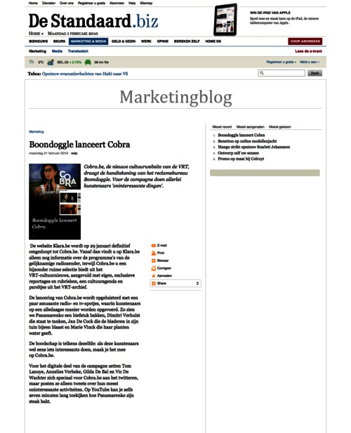 Belgian newspaper De Standaard repurposed the contents of a press release