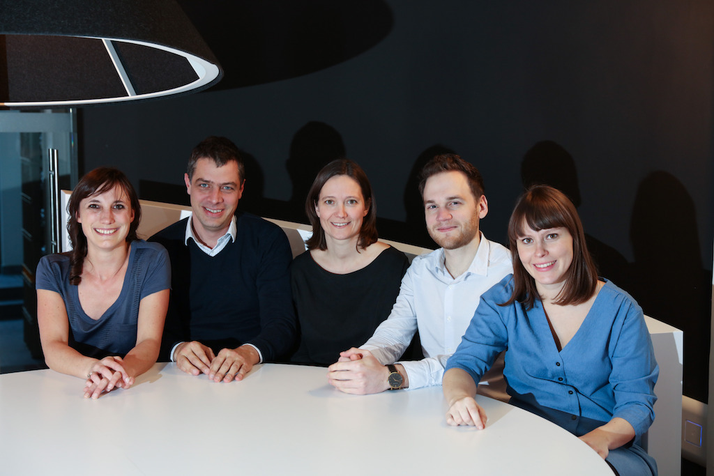 Het Gentse team van The Oval Office. Vlnr: Isabelle De Schryver, Jurgen Van Damme, Line Reynaert, Leander Leenders en Joke Gabriëls