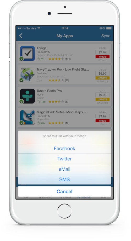 Share My Apps on AppZapp Notify