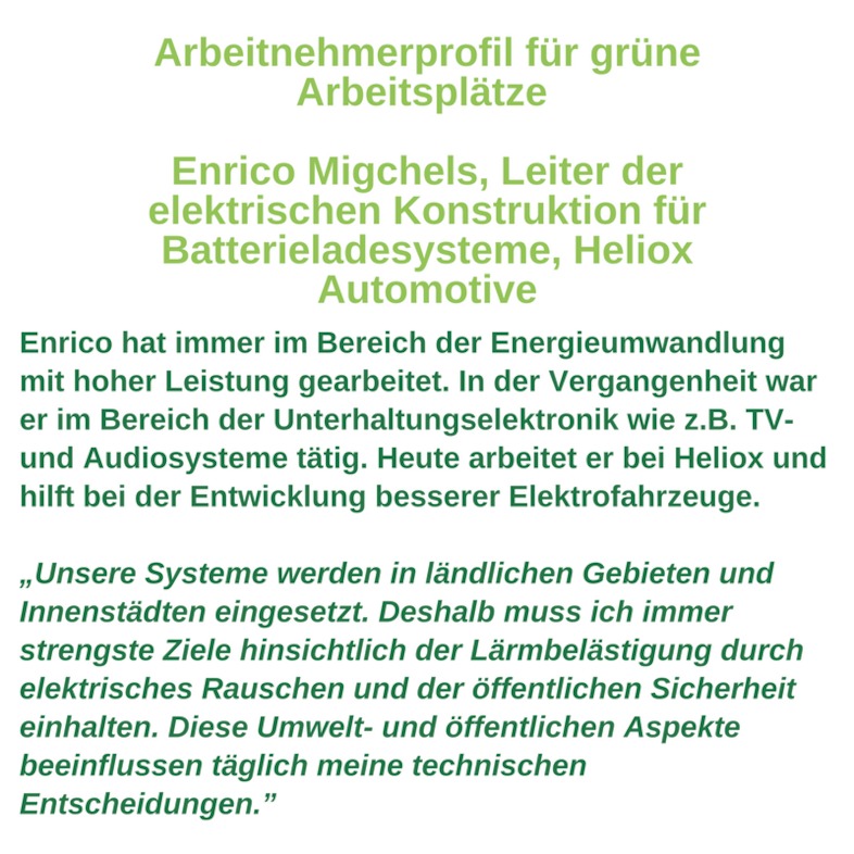 Arbeitnehmerprofil für grüne Arbeitsplätze - Enrico Migchels