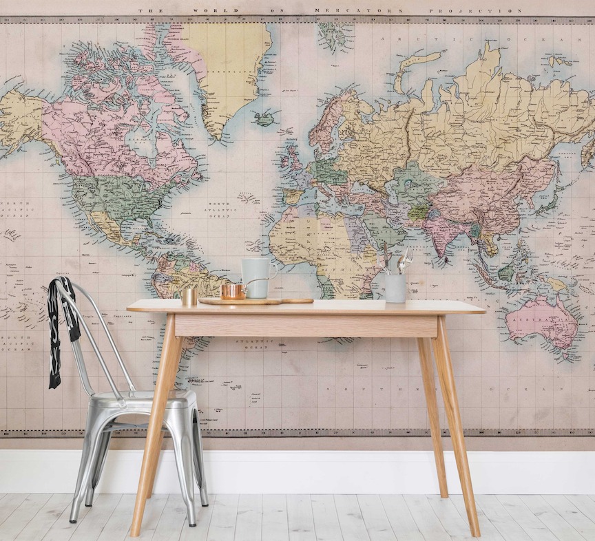 Vintage World Map Wallpaper Mural