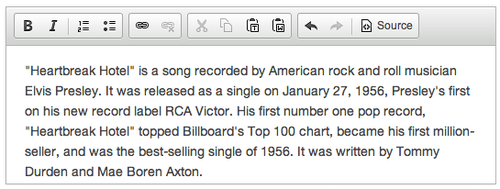 News release text editor