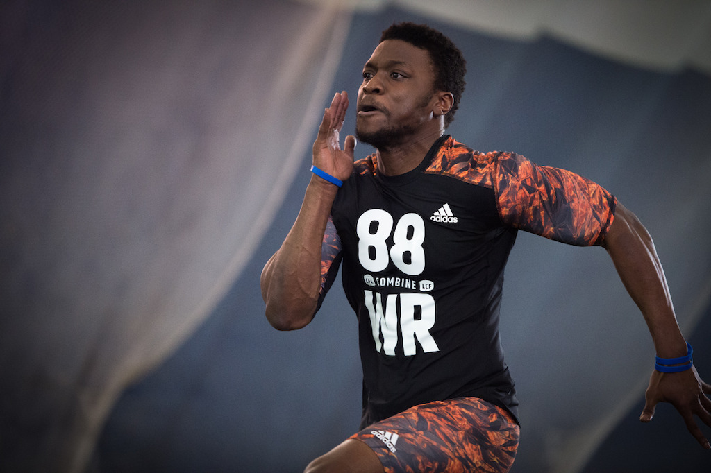 Western’s receiver, Shaquille Johnson led all prospects on Sunday with a 10’ 10.25” broad jump. (CFL/Johany Jutras)